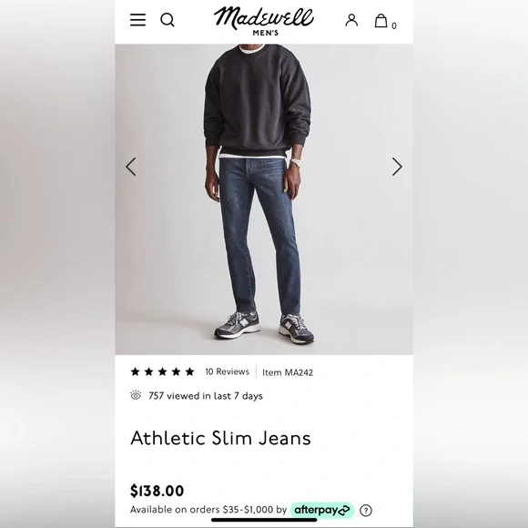 New Madewell Jeans Athletic Slim!!! - Picture 8 of 10